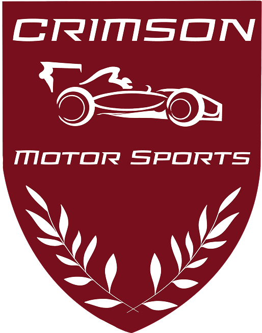 red harvard cresent with harvard f1 team new logo with white block out car, leaves, adn type